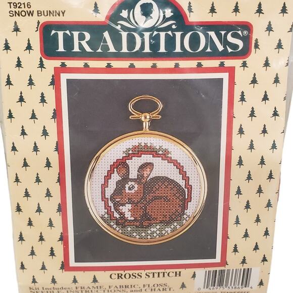 Traditions Bunny Cross Stitch Complete Kit T9216 NEW 1992 Vintage - Picture 1 of 6